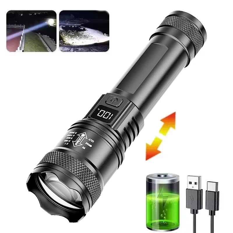 Super Bright Rechargeable LED Flashlight — 5 Modes, USB Charging