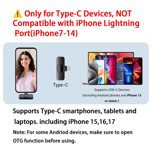 Clip-On Wireless Lavalier Mic for USB-C — Crystal Clear Audio, No Lag
